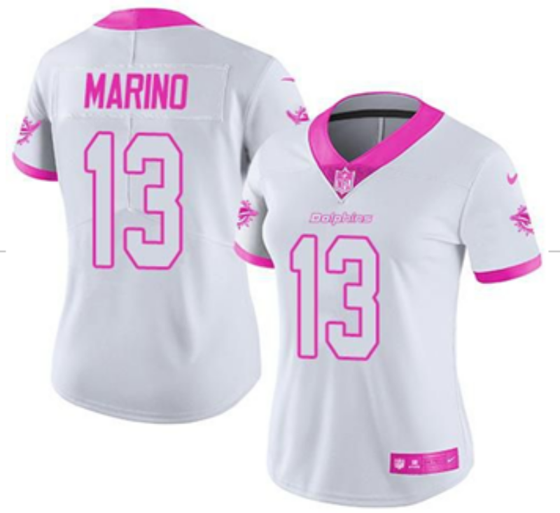 Women 2025 NFL Nike Miami Dolphins #13 Marino white jerseys 001